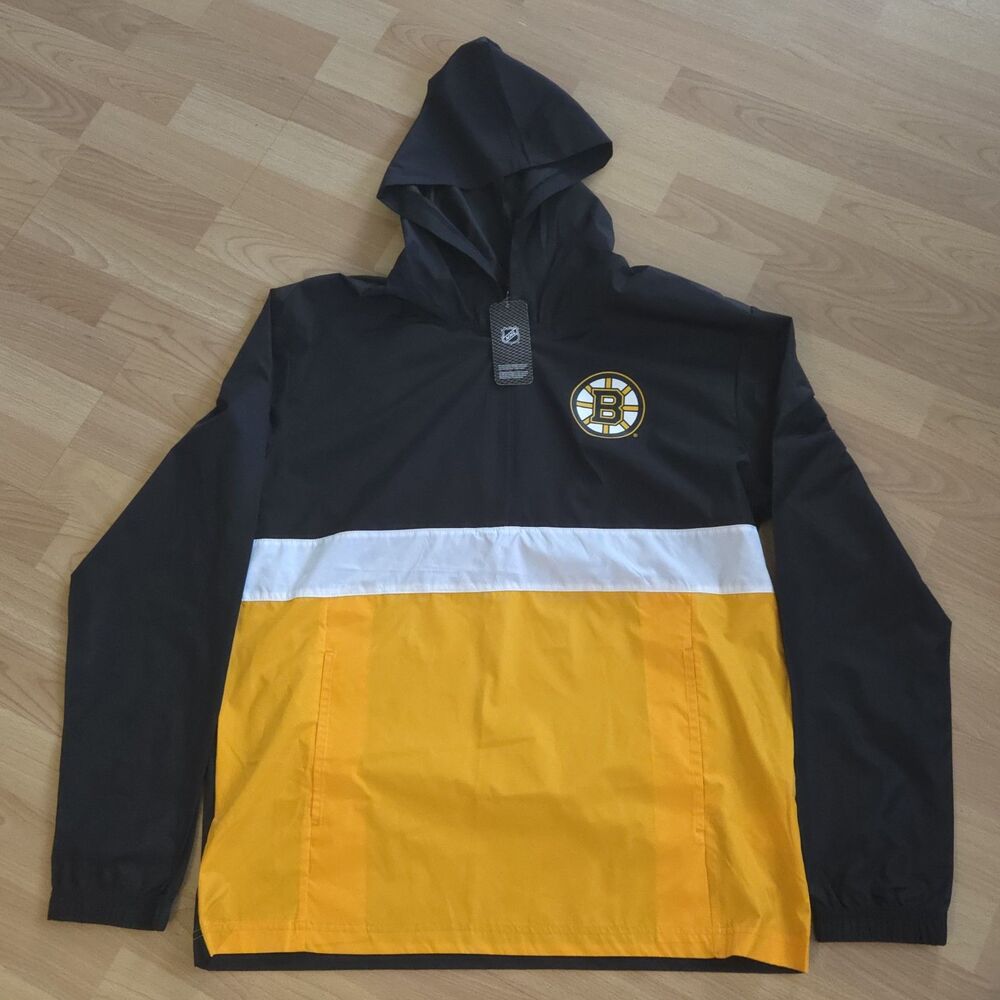 NWT NHL Boston Bruins 1/2 Zip Pullover Men's Sz Medium Lightweight Windbreaker